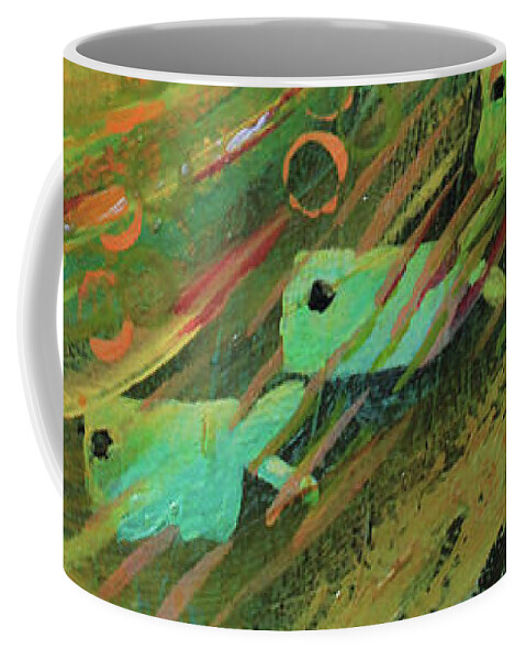 Fish Coffee Mug featuring the mixed media Fish in a Green Sea by April Burton