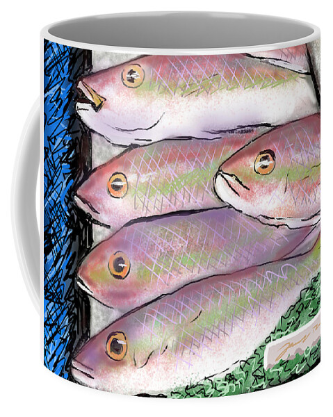 Fish Coffee Mug featuring the digital art Fish Market by Jean Pacheco Ravinski