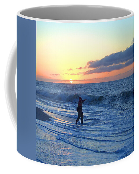 Surfcasting Coffee Mug featuring the photograph Fisherman by Newwwman