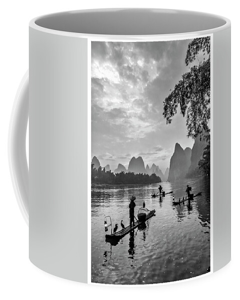 China Coffee Mug featuring the photograph Fishermen at dawn. by Usha Peddamatham