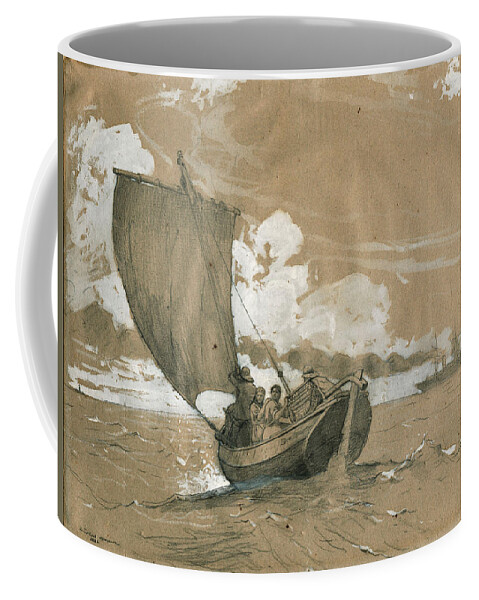 Winslow Homer Coffee Mug featuring the glass art Fishing off Scarborough by Winslow Homer