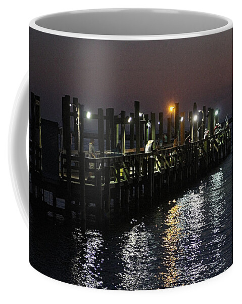 Oceanic Coffee Mug featuring the photograph Fishing Off The Oceanic Fishing Pier by Robert Banach