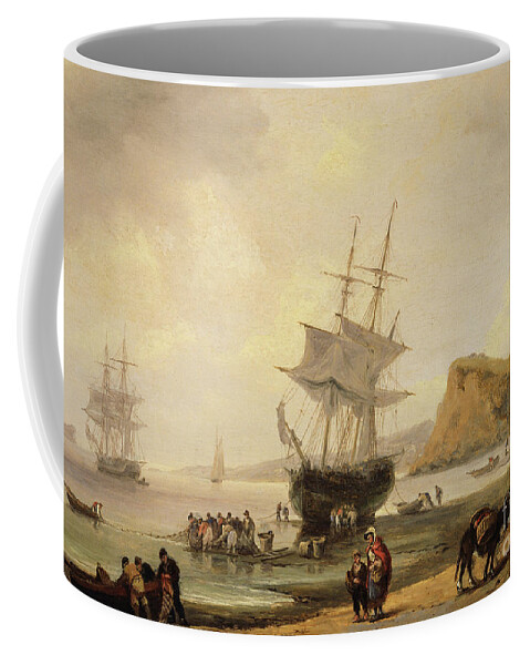 Tide Coffee Mug featuring the painting Fishing scene, Teignmouth Beach and the Ness, 1831 by Thomas Luny