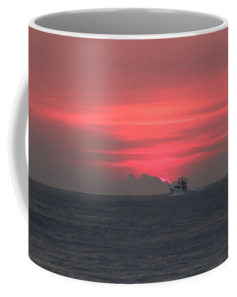 Sun Coffee Mug featuring the photograph Fishing Under A Pink Sunrise by Robert Banach