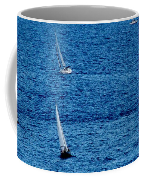 Sailing Coffee Mug featuring the photograph Five Sails by Corinne Carroll