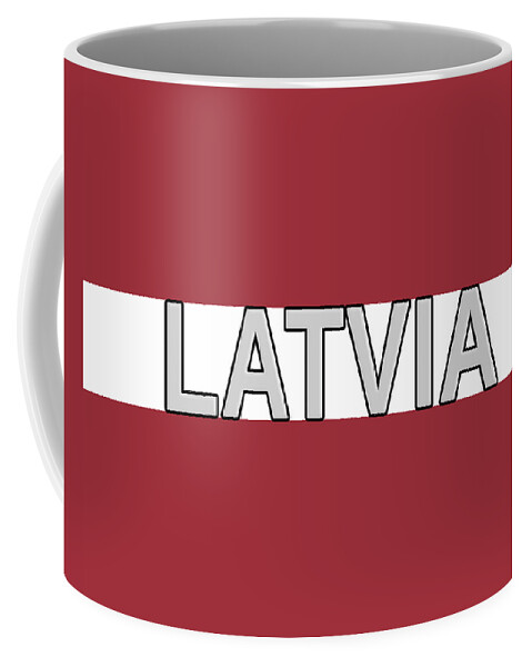 Europe Coffee Mug featuring the digital art Flag of Latvia Word by Roy Pedersen