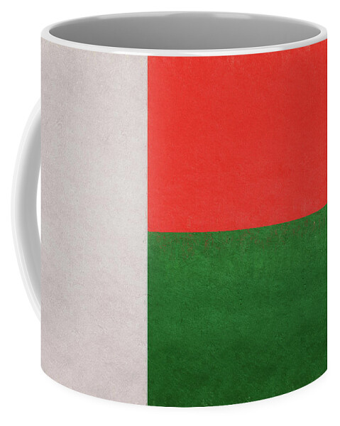 Madagascar Coffee Mug featuring the digital art Flag of Madagascar Grunge. by Roy Pedersen