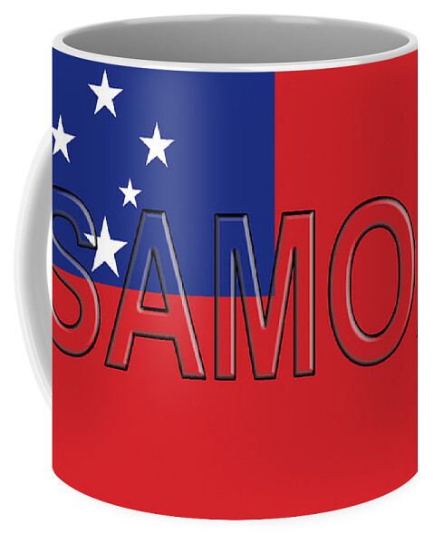 Samoa Coffee Mug featuring the digital art Flag of Samoa Word by Roy Pedersen
