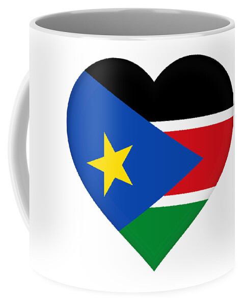 South Sudan Coffee Mug featuring the digital art Flag of South Sudan Heart by Roy Pedersen