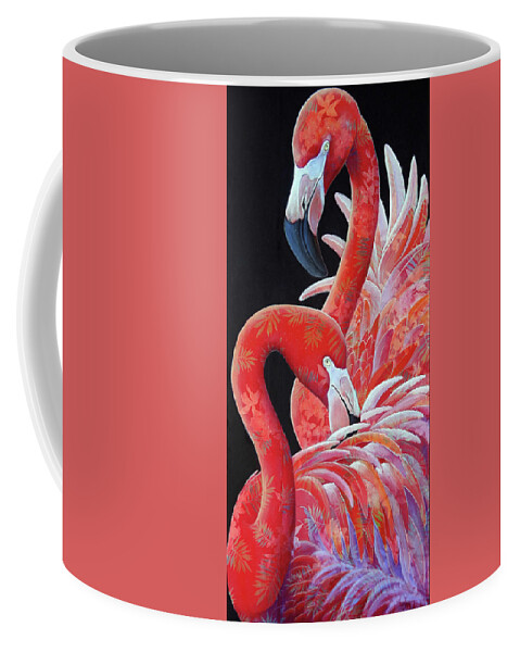 Flamingo Coffee Mug featuring the painting Flaming Oh x Two by Ande Hall