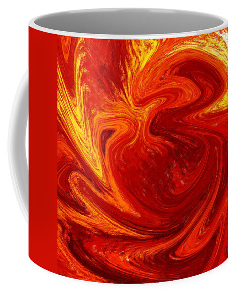 Abstract Coffee Mug featuring the painting Flaming Vortex Abstract by Irina Sztukowski