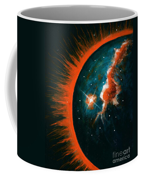 #abstract #abstraction #art #artist #beautiful #bestseller #colorful #colors #contemporaryart #fineart #followart #iloveart #luxuryart #modernart #nature #natureaddict #newartwork #painting #science #scifi #space #surreal # #surrealism #urban Coffee Mug featuring the painting Flare Out by Allison Constantino