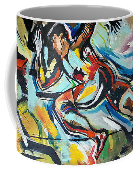 Running Coffee Mug featuring the painting Flat Run by John Gholson