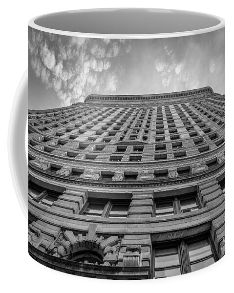 Flatiron Building Coffee Mug featuring the photograph Flatiron Building Sky Black and White by Alissa Beth Photography