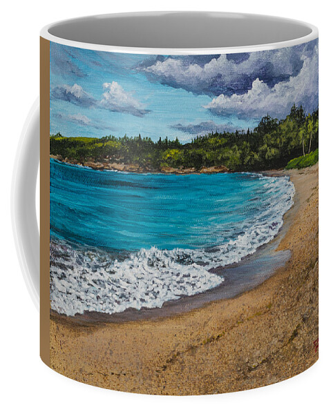 Landscape Coffee Mug featuring the painting Fleming Beach Maui by Darice Machel McGuire