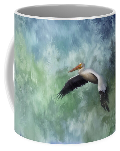 Pelican Coffee Mug featuring the photograph Flight of the White Pelican by Kim Hojnacki
