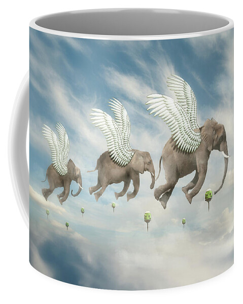 Elephant Coffee Mug featuring the digital art Flight Path by Nathan Wright