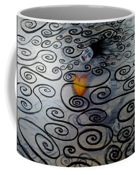 Anxiety Coffee Mug featuring the painting Floating Hearts Twenty Two by Leandria Goodman