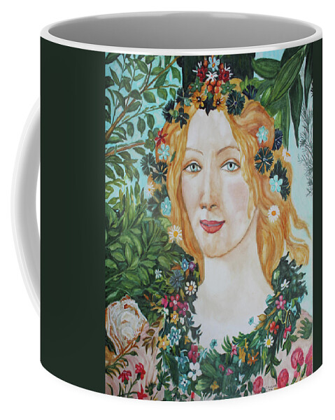 Portrait Coffee Mug featuring the painting Flora after Botticelli's Primavera by Christiane Kingsley