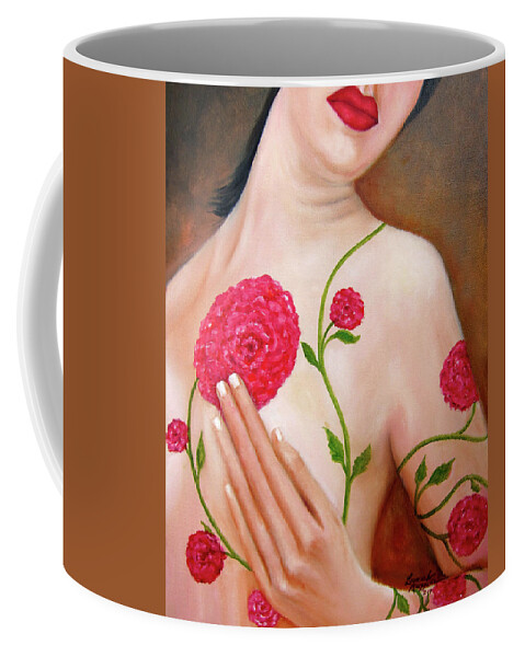Female Paintings Coffee Mug featuring the painting Floral Beauty by Leonardo Ruggieri