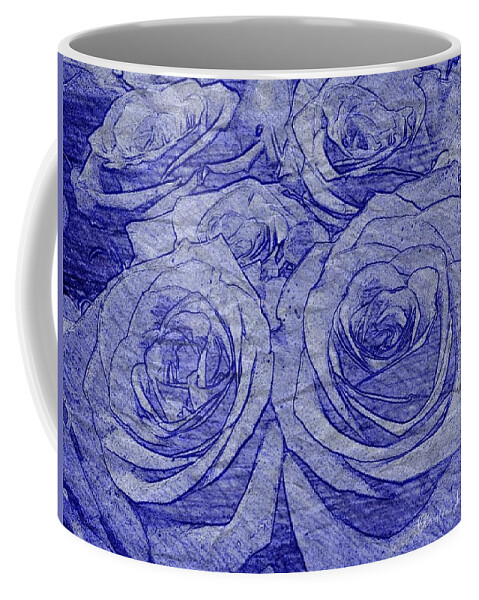 Roses Coffee Mug featuring the digital art Floral Blue Roses 4 by Christine McCole