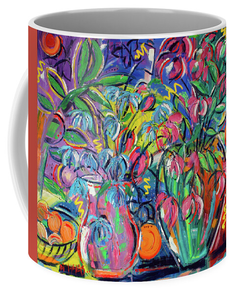 Art Coffee Mug featuring the painting Floral Fireworks by Seeables Visual Arts