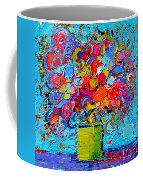 Floral Miniature Abstract 0415 Coffee Mug featuring the painting Floral Miniature - Abstract 0415 by Mona Edulesco