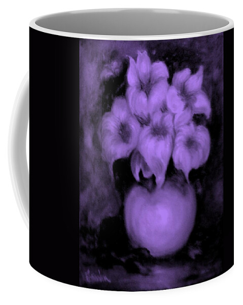Prple Flowers Coffee Mug featuring the painting Floral Puffs in Purple by Jordana Sands