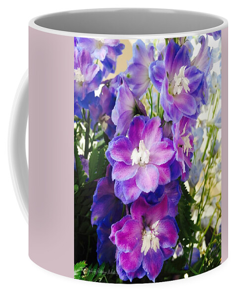 Flowers Coffee Mug featuring the photograph Floral Purple Blue Delphiniums by Christine McCole
