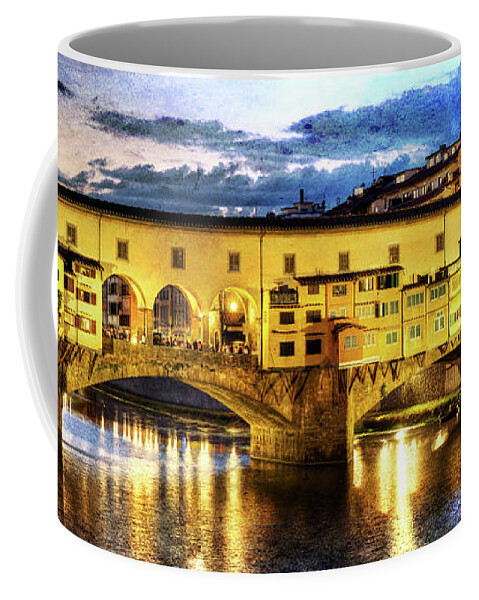 Florence Coffee Mug featuring the photograph Florence - Ponte Vecchio sunset from the Oltrarno - Vintage version by Weston Westmoreland