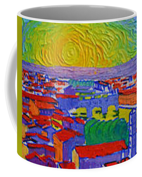 Florence Coffee Mug featuring the painting FLORENCE SUNSET work in progress 3 by Ana Maria Edulescu