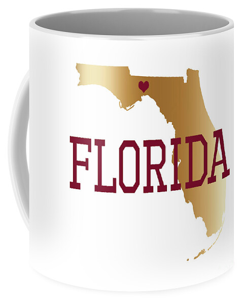 Florida Coffee Mug featuring the digital art Florida Gold and Garnet with State Capital Typography by Leah McPhail