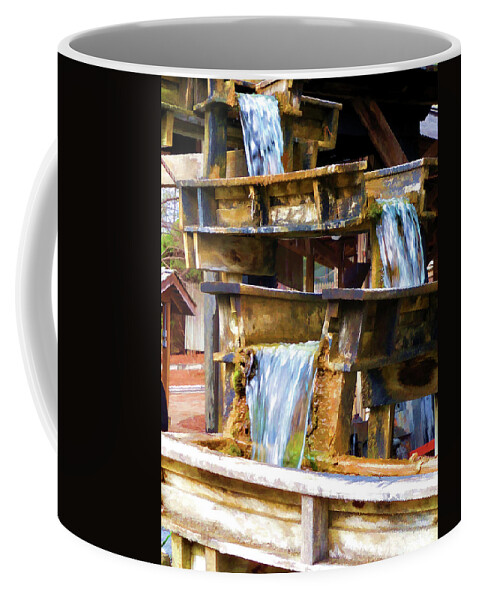 Wheel Coffee Mug featuring the painting Flow of water 1 by Jeelan Clark