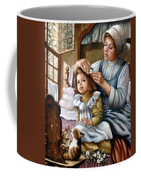 Children Coffee Mug featuring the painting Flower in Her Hair by Marie Witte