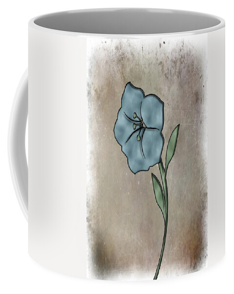 Aqua Coffee Mug featuring the mixed media Flower Misty Burst Aqua Left by Movie Poster Prints