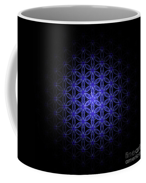 Flower Of Life Coffee Mug featuring the digital art Flower of life in blue by Alexa Szlavics