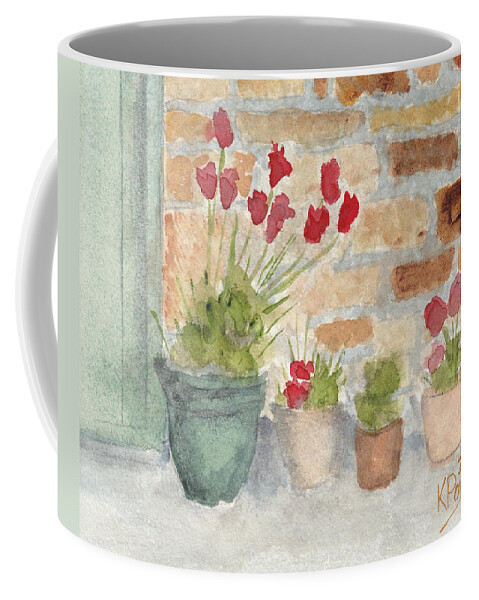 Flower Coffee Mug featuring the painting Flower Pots by Ken Powers
