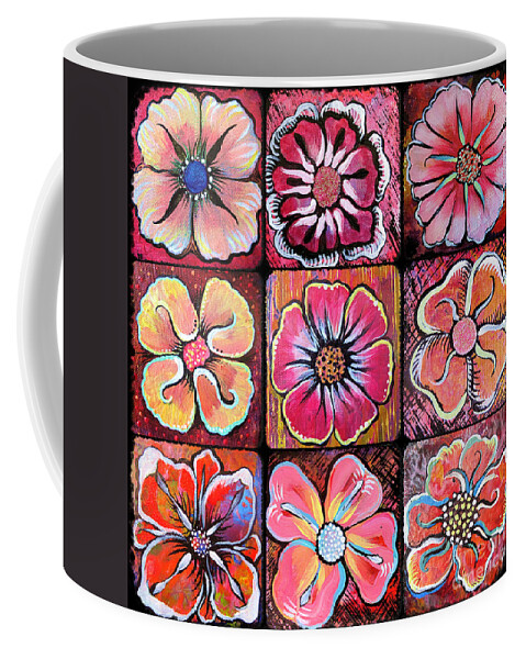 Flowers Coffee Mug featuring the painting Flower Power Montage by Shadia Derbyshire