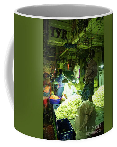 India Coffee Mug featuring the photograph Flower Stalls Market Chennai India by Mike Reid