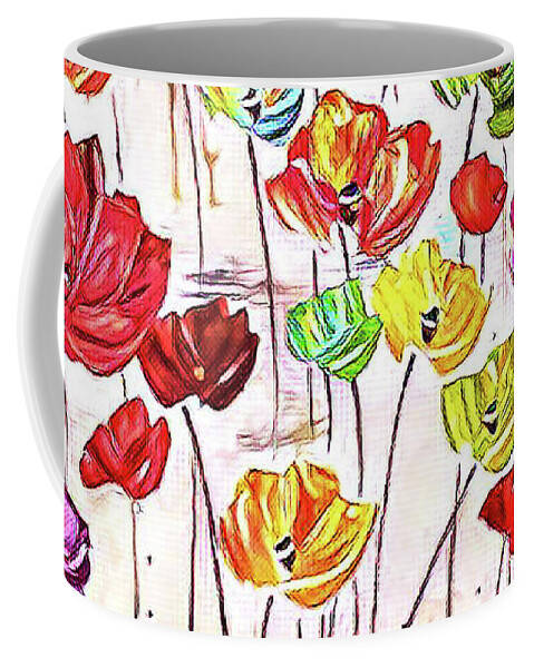 Spring Coffee Mug featuring the mixed media Flower Stems 13 by Toni Somes