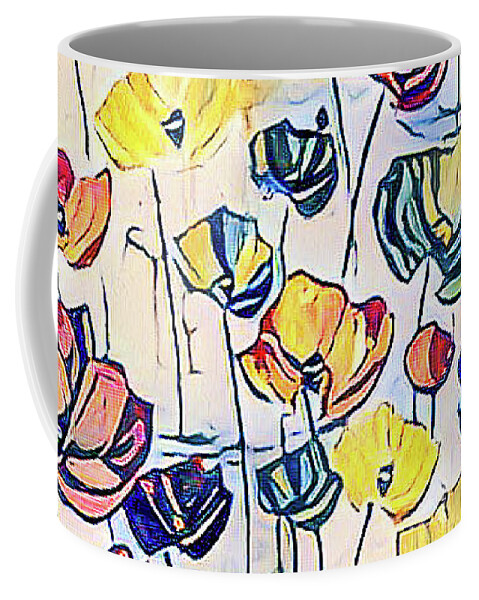 Flowers Coffee Mug featuring the mixed media Flower Stems 7 by Toni Somes