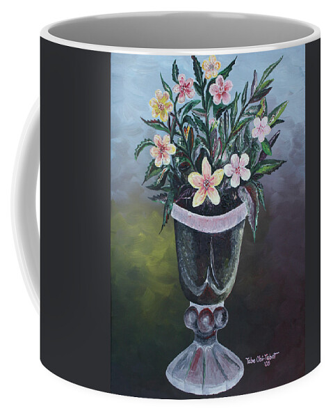 Flower Vase 2 Coffee Mug featuring the painting Flower Vase 2 by Obi-Tabot Tabe