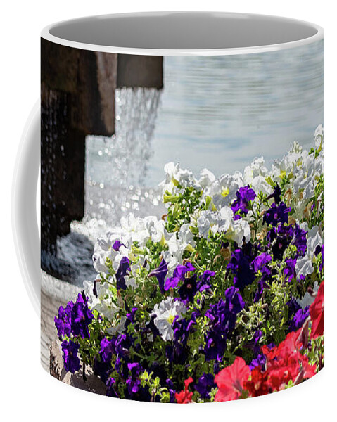 Water Coffee Mug featuring the photograph Flowers and Water by Douglas Killourie