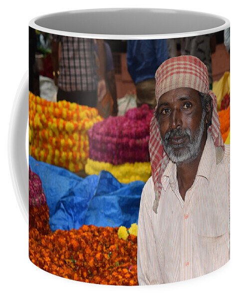 Flower Seller Coffee Mug featuring the photograph Flowers for sale by Mini Arora