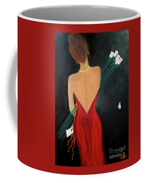 Lady In Red Coffee Mug featuring the painting Flowers From A Friend by Artist Linda Marie