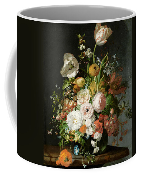 Still Life Coffee Mug featuring the painting Flowers in a Glass Vase by Rachel Ruysch