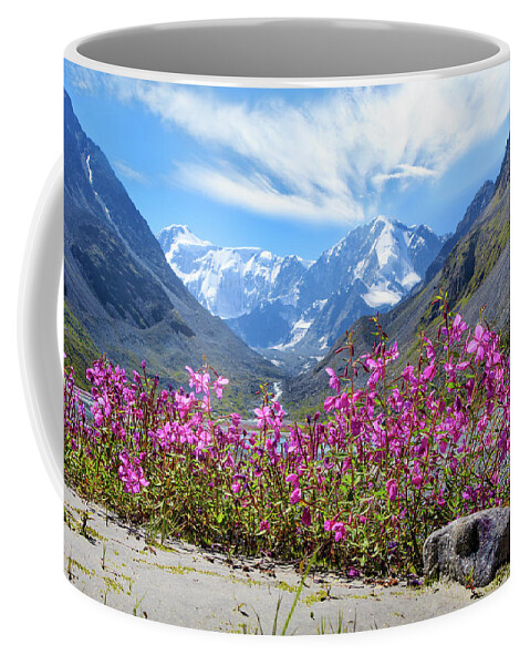 Russian Artists New Wave Coffee Mug featuring the photograph Flowers of the Mountains, Altai by Victor Kovchin