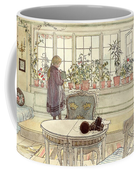 Plant Coffee Mug featuring the painting Flowers on the Windowsill by Carl Larsson