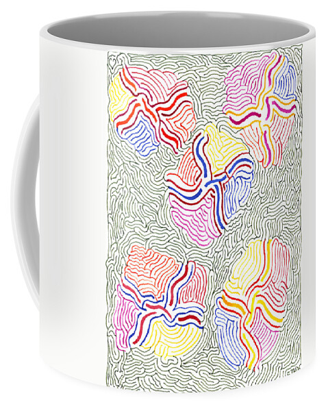 Mazes Coffee Mug featuring the drawing Flowers by Steven Natanson