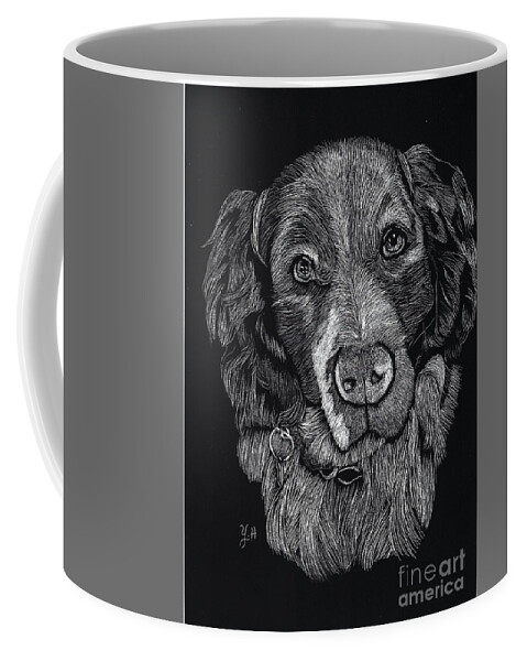 Dog Coffee Mug featuring the digital art Fluffy by Yenni Harrison